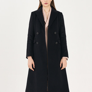 Classical Peaked-up Lapel Double Breasted CASHMERE COAT_BLACK