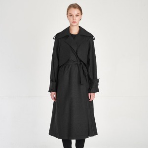 Classical Wool 100% Trench Coat-Dress_JET-BLACK [클래식 울 100% 트렌치 코트 드레스]