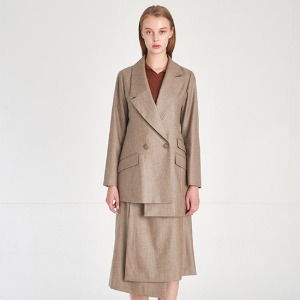 Modern Structural Asymmetric Design Wool 100% Suit-Jacket_Melange-Greige [현대적 구조적인 비대칭 디자인 울 100% 자켓]